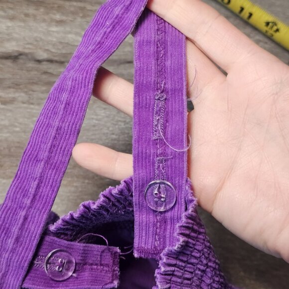 VTG 80s 90s Girls Purple Corduroy Overall Dress Ruffle Pinafore Sz 4/5 USA Made - Picture 6 of 9